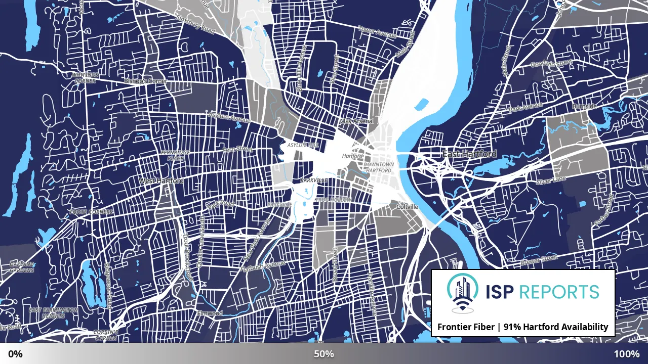 Hartford, CT map of internet availability