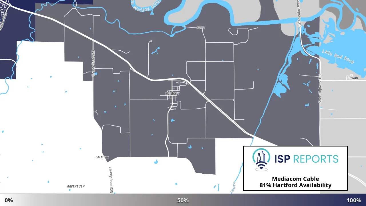 Hartford, IA map of internet availability