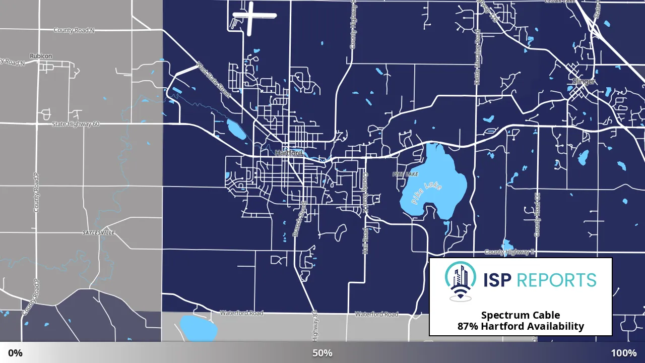 Hartford, WI map of internet availability