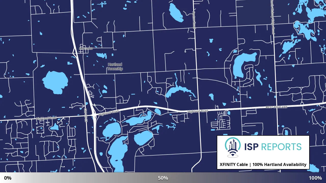Hartland, MI map of internet availability