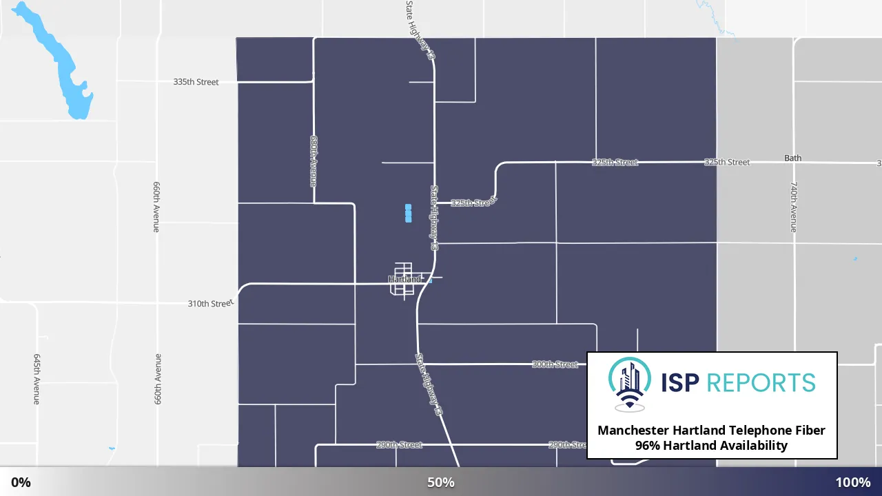 Hartland, MN map of internet availability
