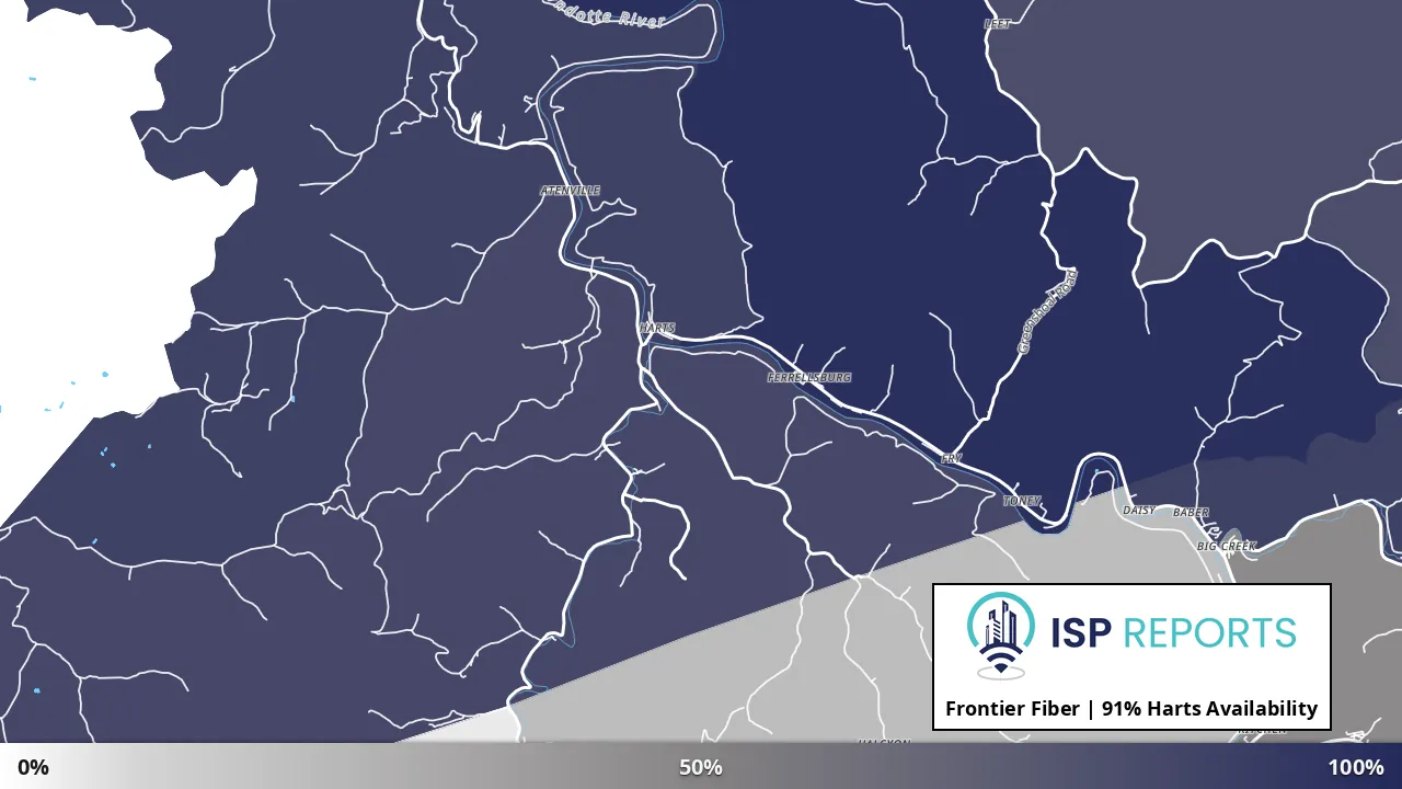 Harts, WV map of internet availability