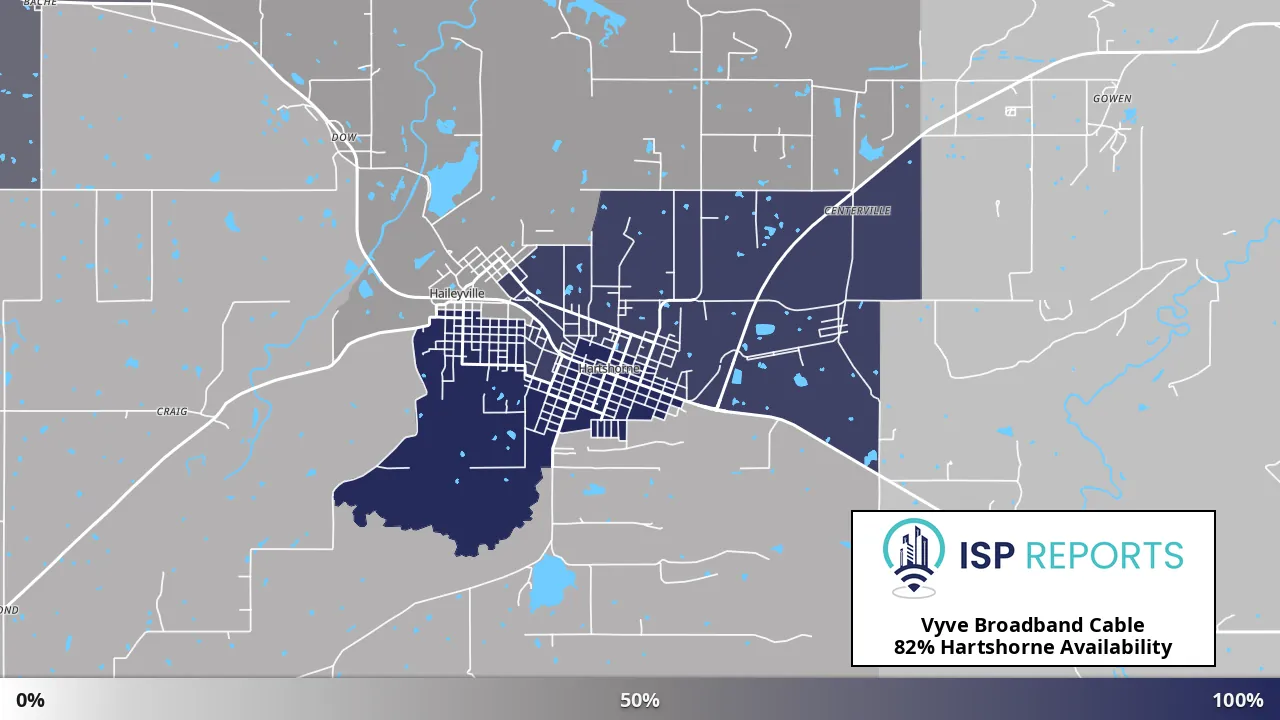 Hartshorne, OK map of internet availability