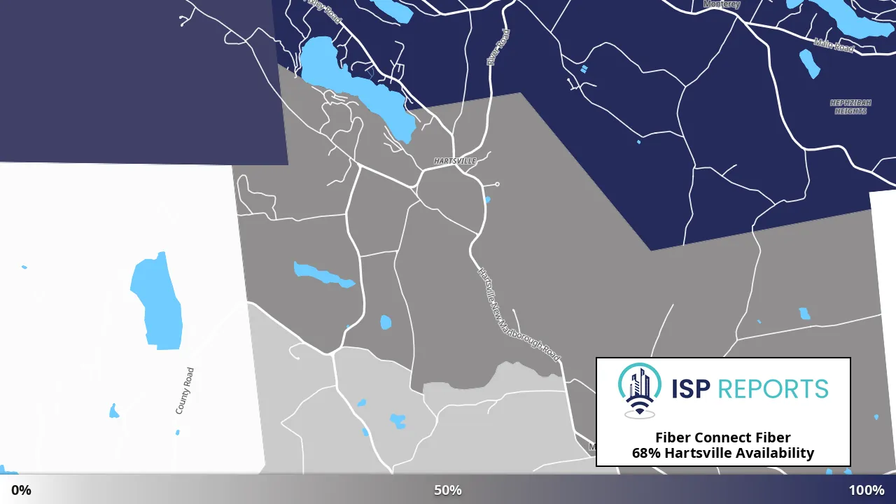 Hartsville, MA map of internet availability
