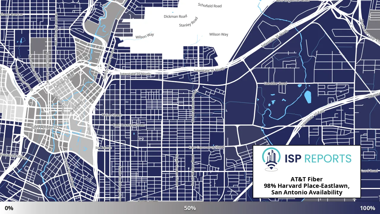 Harvard Place-Eastlawn, San Antonio, TX map of internet availability