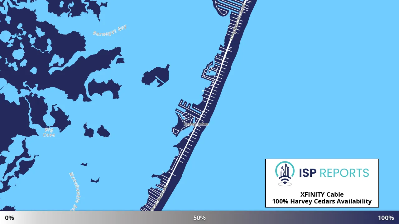 Harvey Cedars, NJ map of internet availability