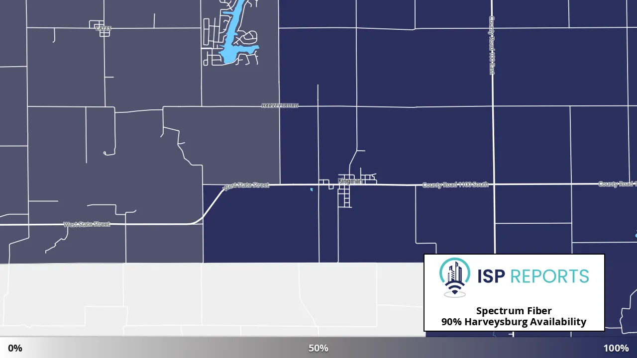 Harveysburg, IN map of internet availability