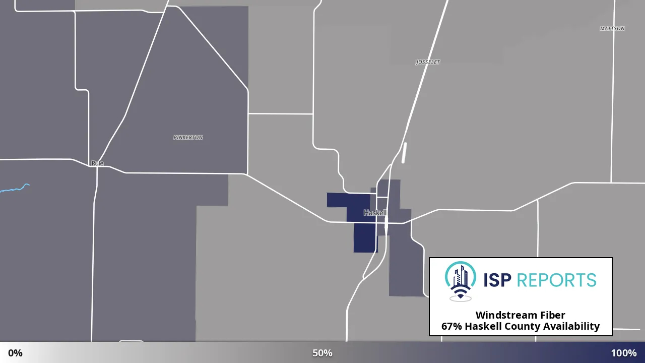 Haskell County, TX map of internet availability