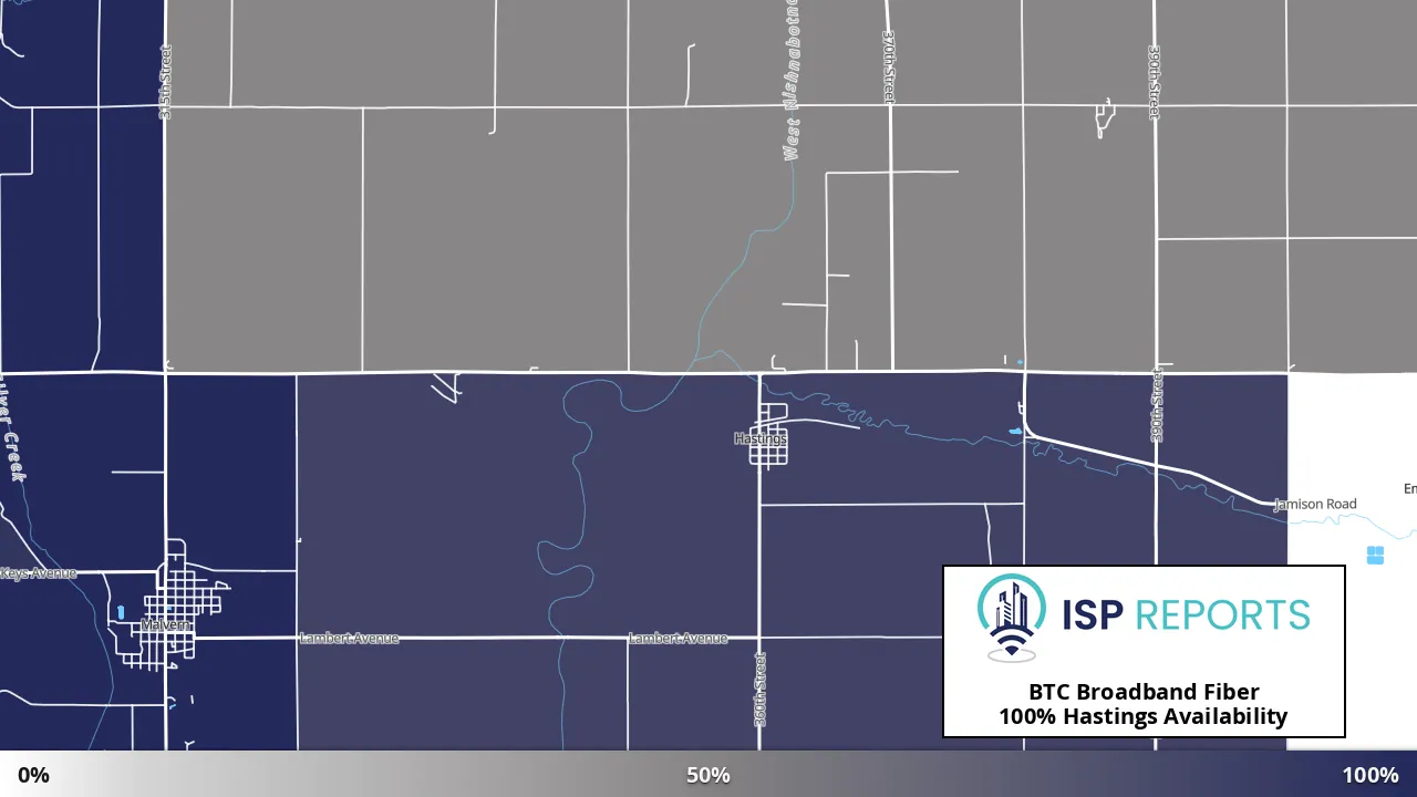 Hastings, IA map of internet availability