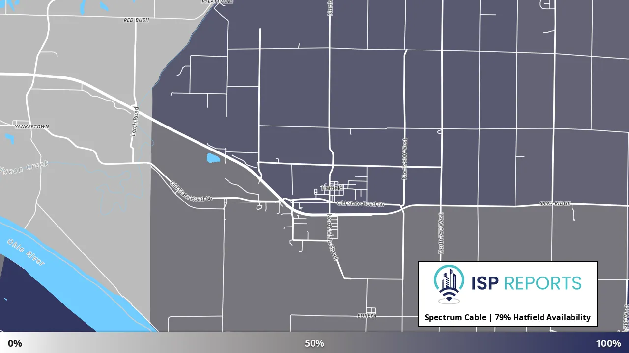 Hatfield, IN map of internet availability