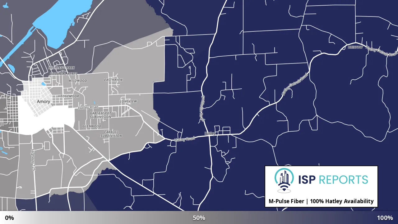 Hatley, MS map of internet availability