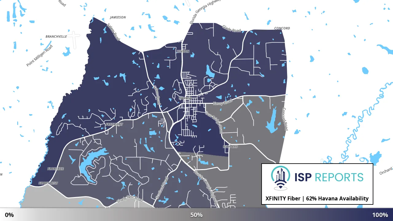 Havana, FL map of internet availability