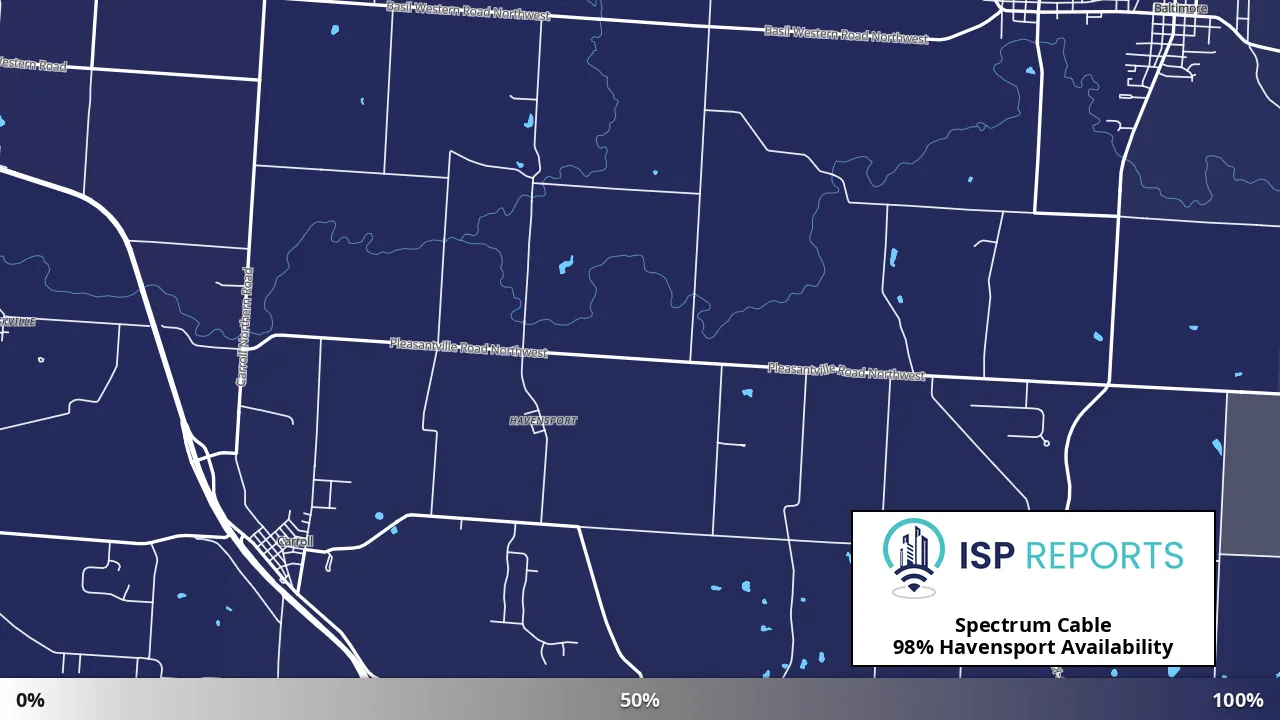 Havensport, OH map of internet availability