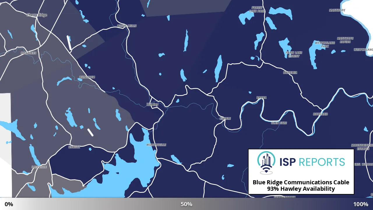 Hawley, PA map of internet availability