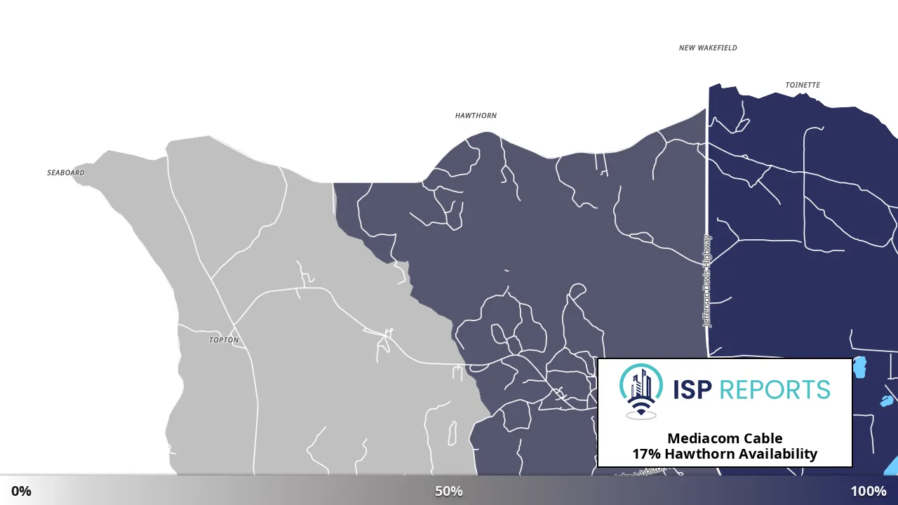 Hawthorn, AL map of internet availability