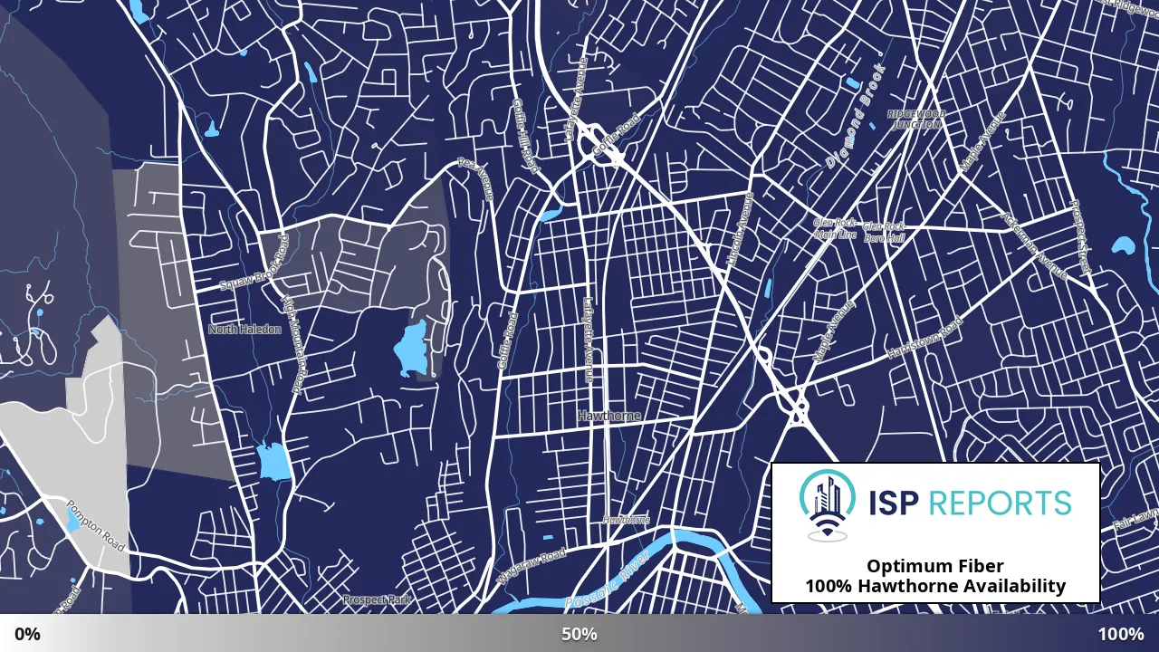 Hawthorne, NJ map of internet availability