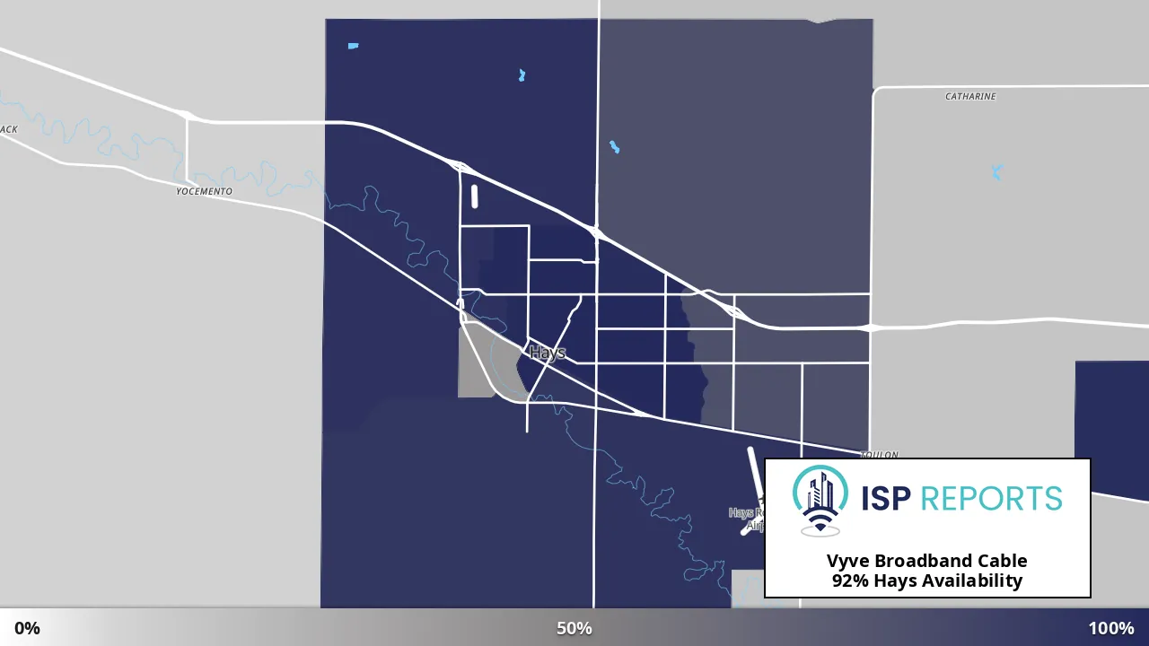 Hays, KS map of internet availability