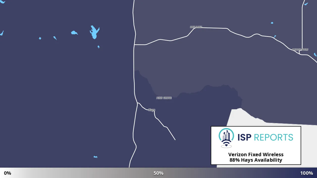 Hays, MT map of internet availability