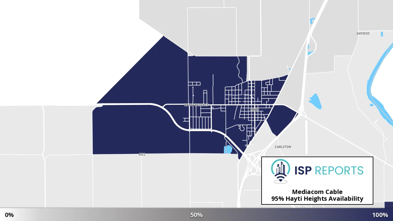 Hayti Heights, MO map of internet availability