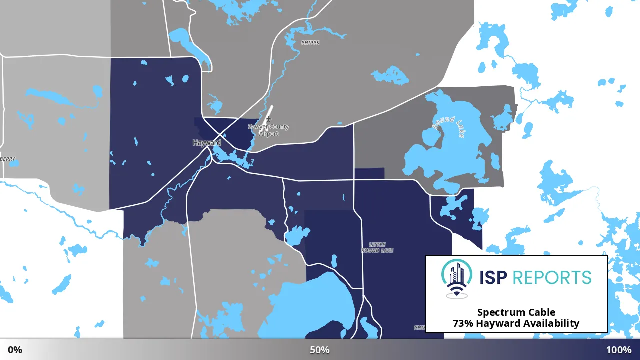 Hayward, WI map of internet availability