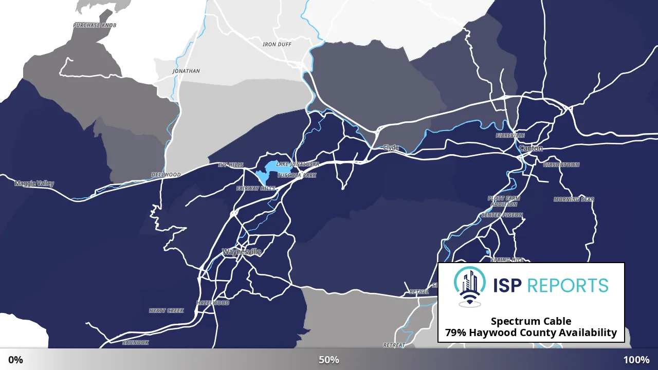 Haywood County, NC map of internet availability