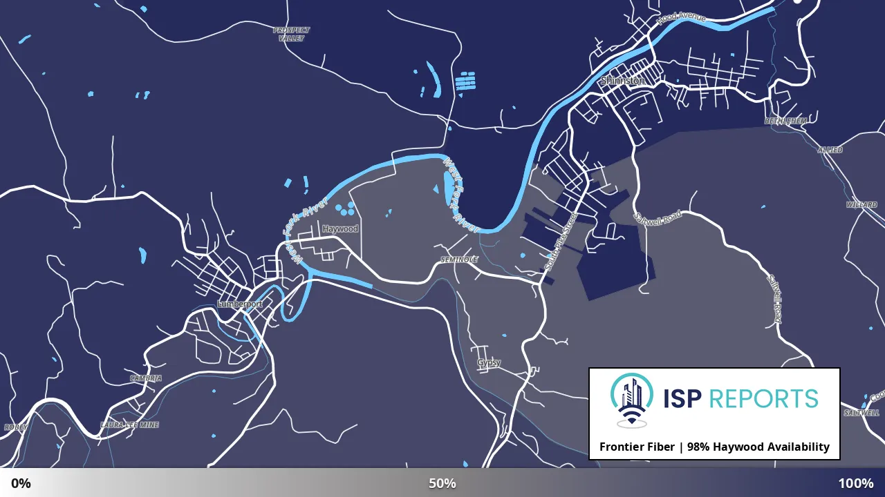 Haywood, WV map of internet availability