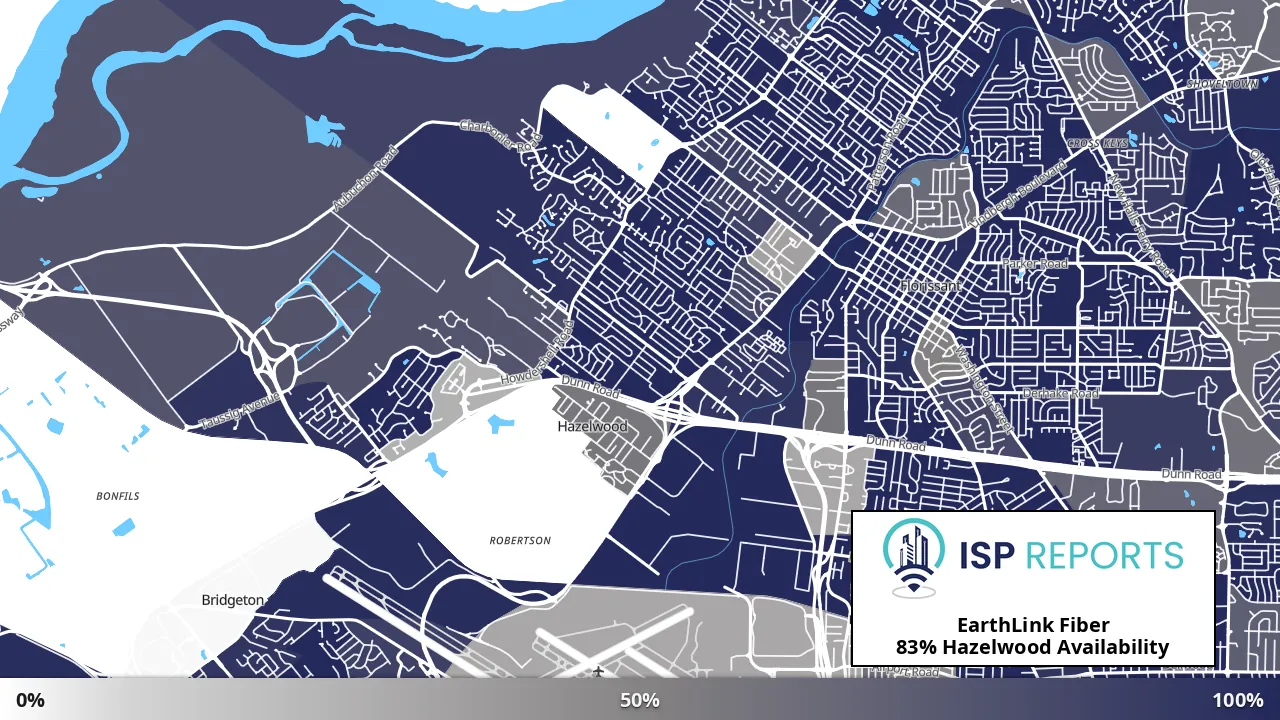 Hazelwood, MO map of internet availability