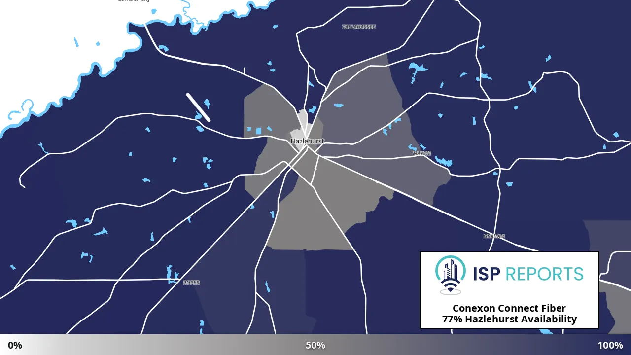 Hazlehurst, GA map of internet availability