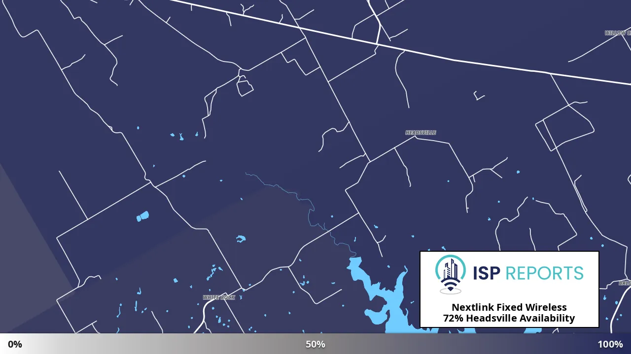 Headsville, TX map of internet availability