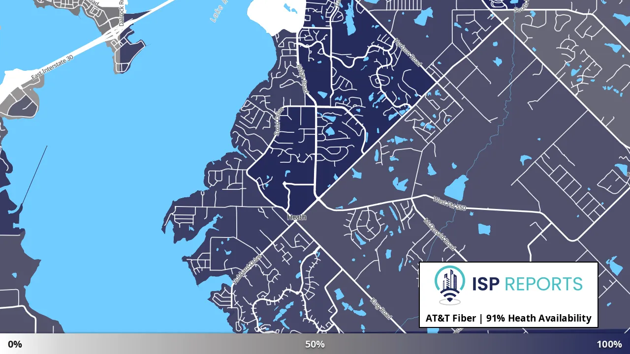 Heath, TX map of internet availability