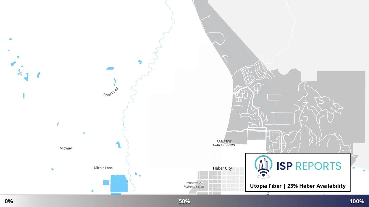 Heber, UT map of internet availability