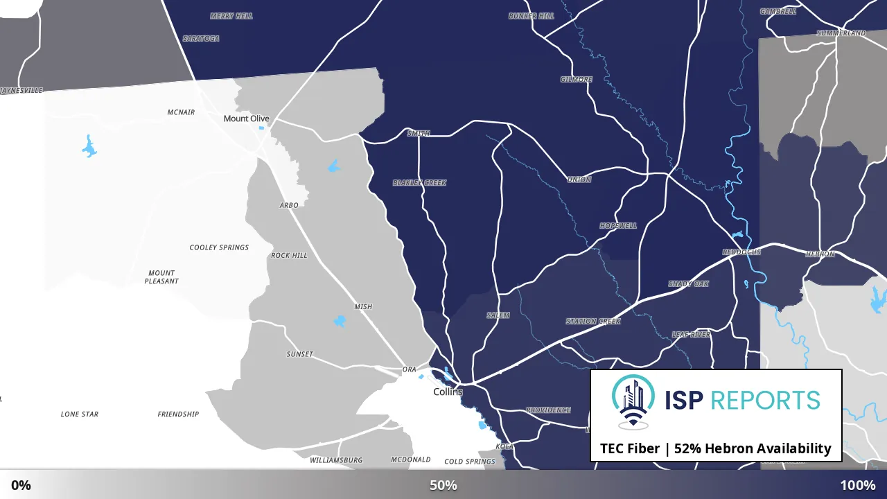 Hebron, MS map of internet availability