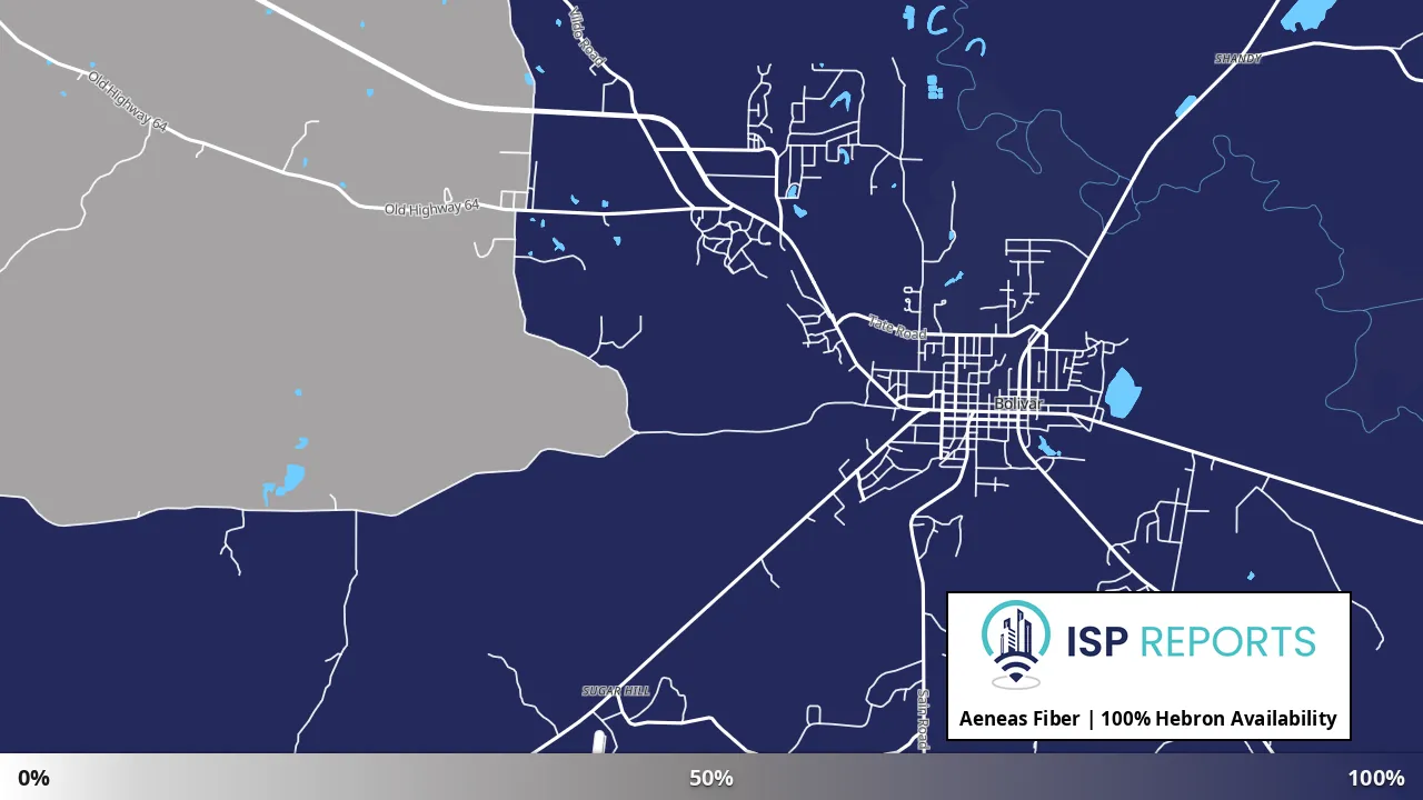 Hebron, TN map of internet availability