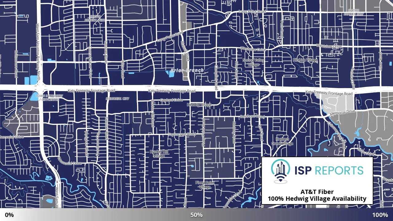 Hedwig Village, TX map of internet availability
