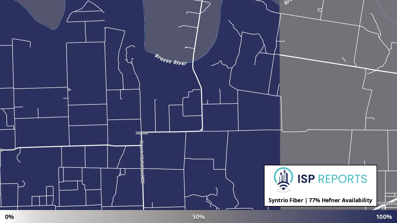 Hefner, TX map of internet availability