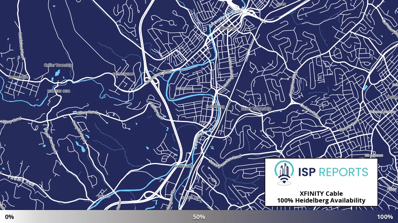 Heidelberg, PA map of internet availability