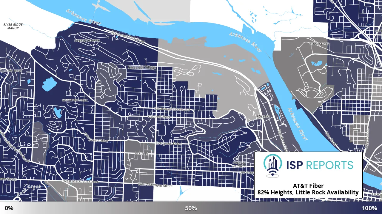 Heights, Little Rock, AR map of internet availability