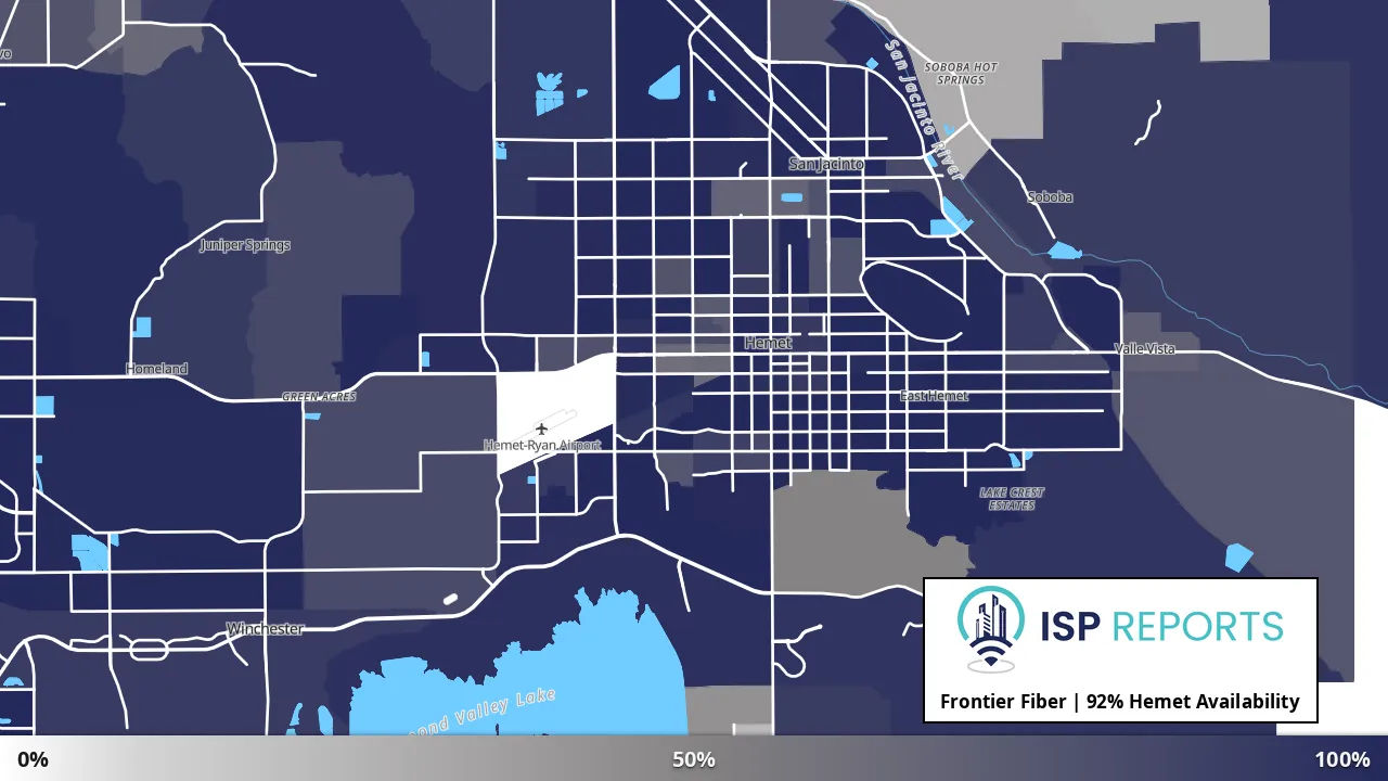 Hemet, CA map of internet availability