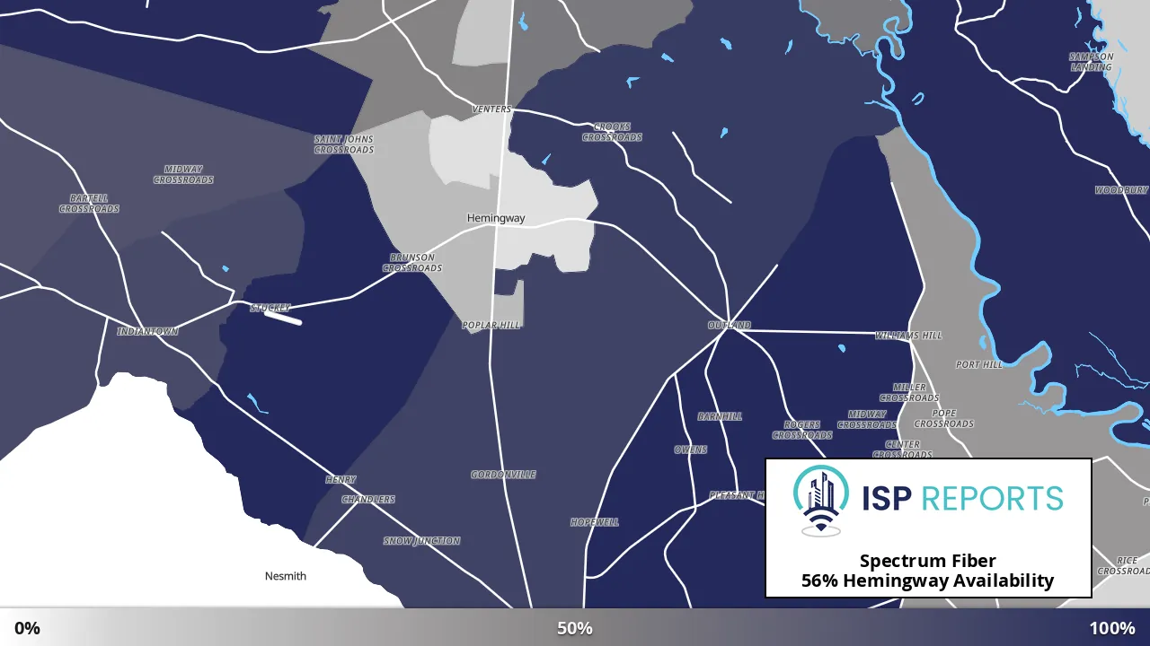 Hemingway, SC map of internet availability