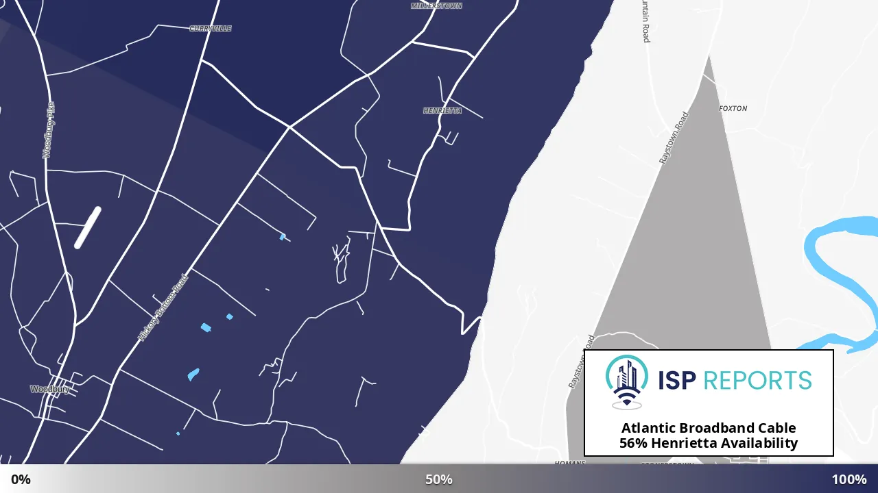 Henrietta, PA map of internet availability