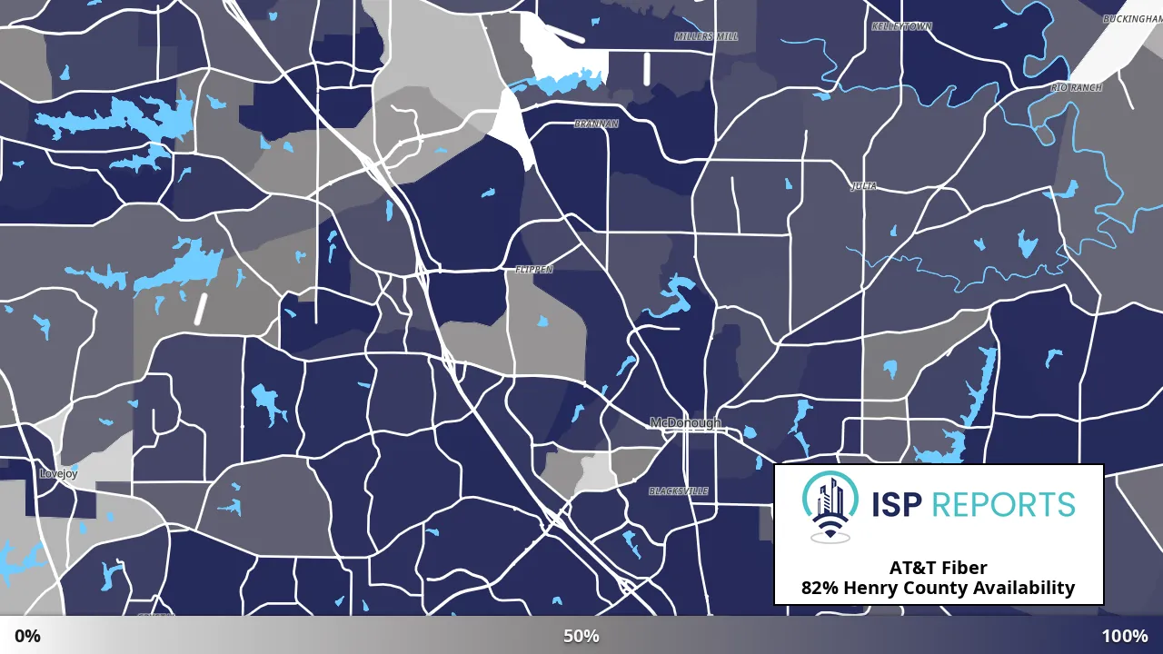 Henry County, GA map of internet availability