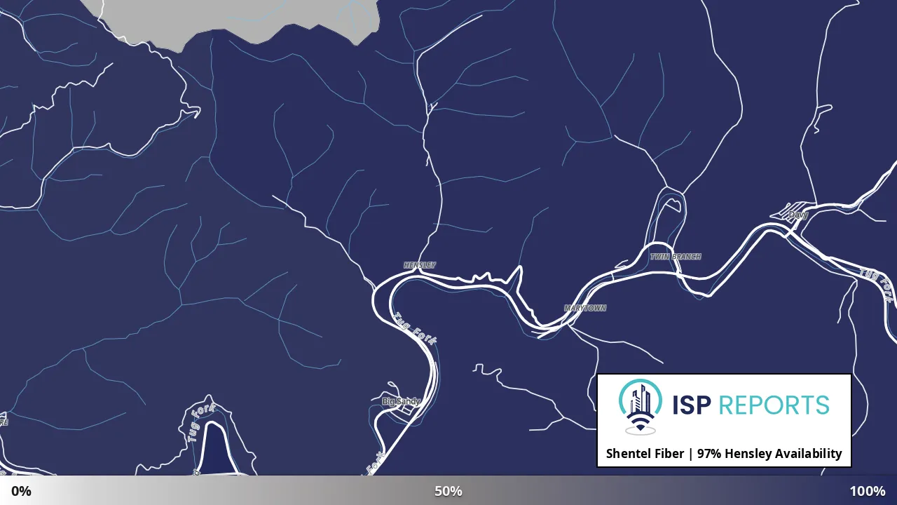 Hensley, WV map of internet availability