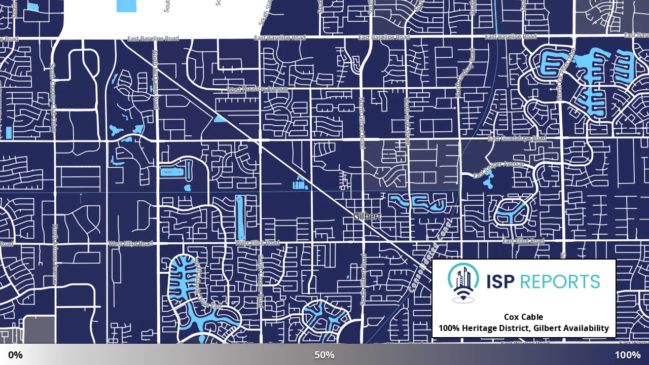 Heritage District, Gilbert, AZ map of internet availability