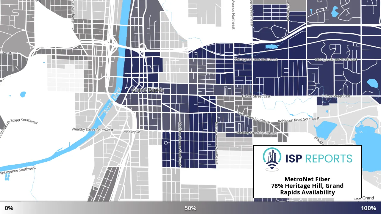 Heritage Hill, Grand Rapids, MI map of internet availability