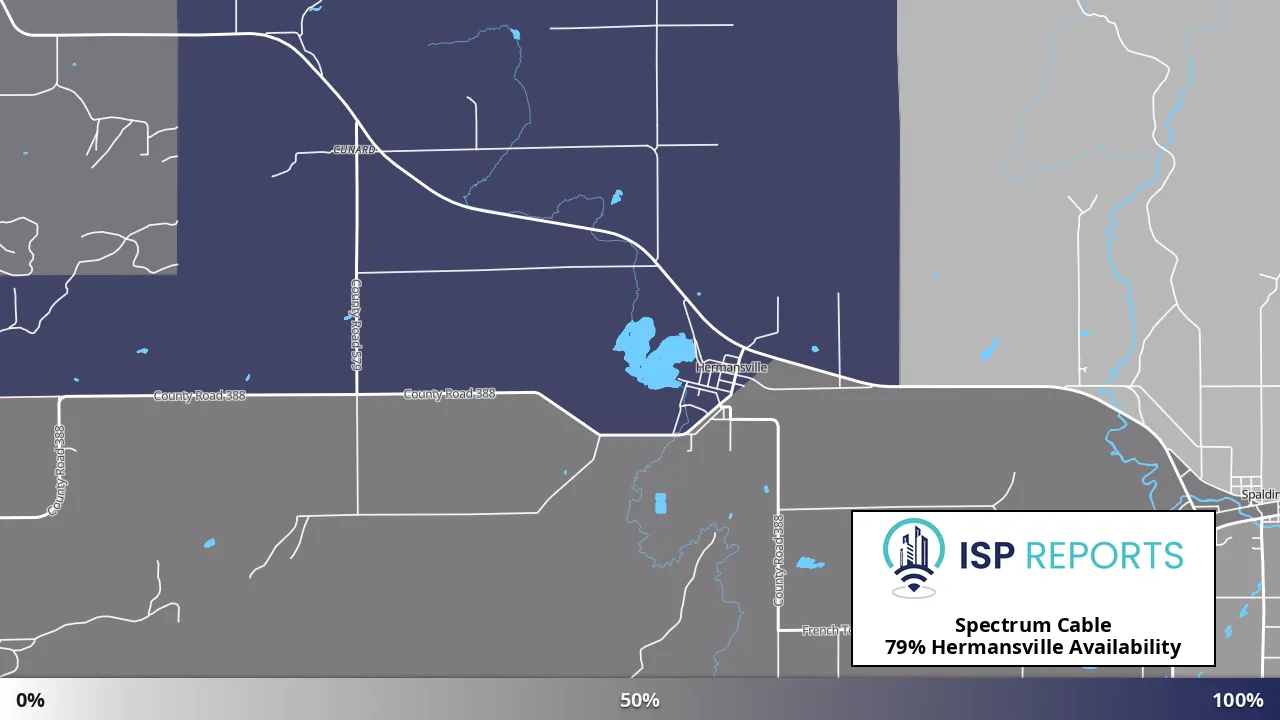Hermansville, MI map of internet availability