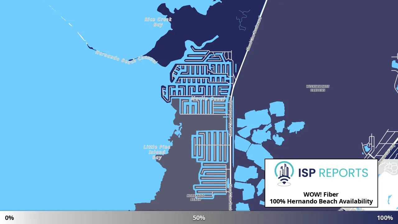 Hernando Beach, FL map of internet availability