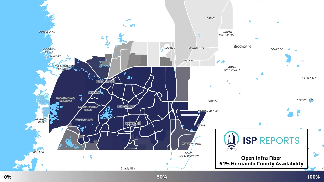 Hernando County, FL map of internet availability