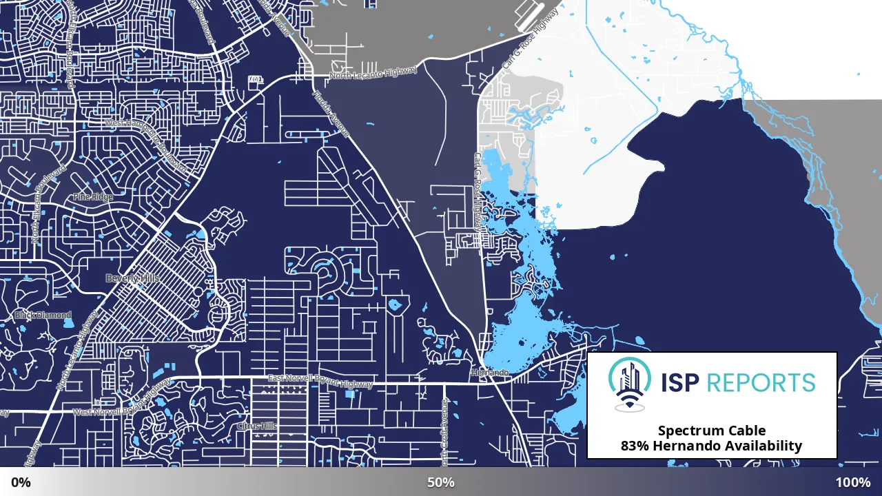 Hernando, FL map of internet availability