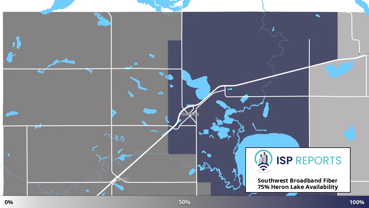 Heron Lake, MN map of internet availability
