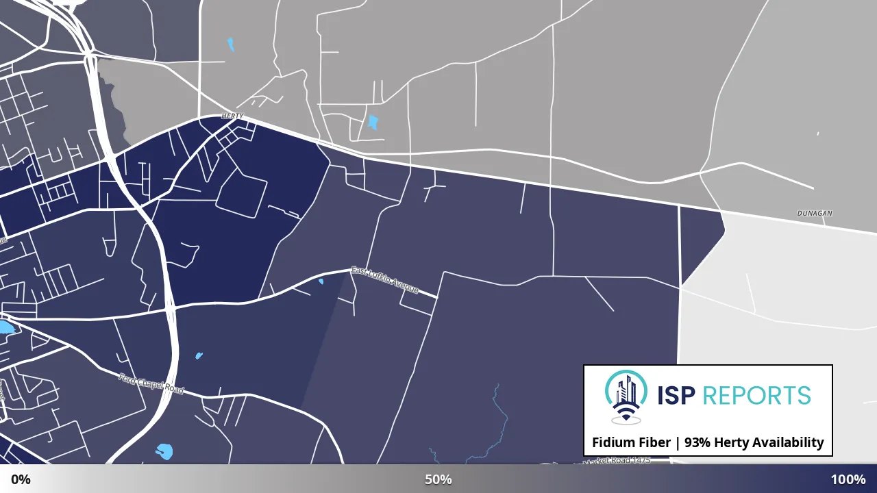 Herty, TX map of internet availability